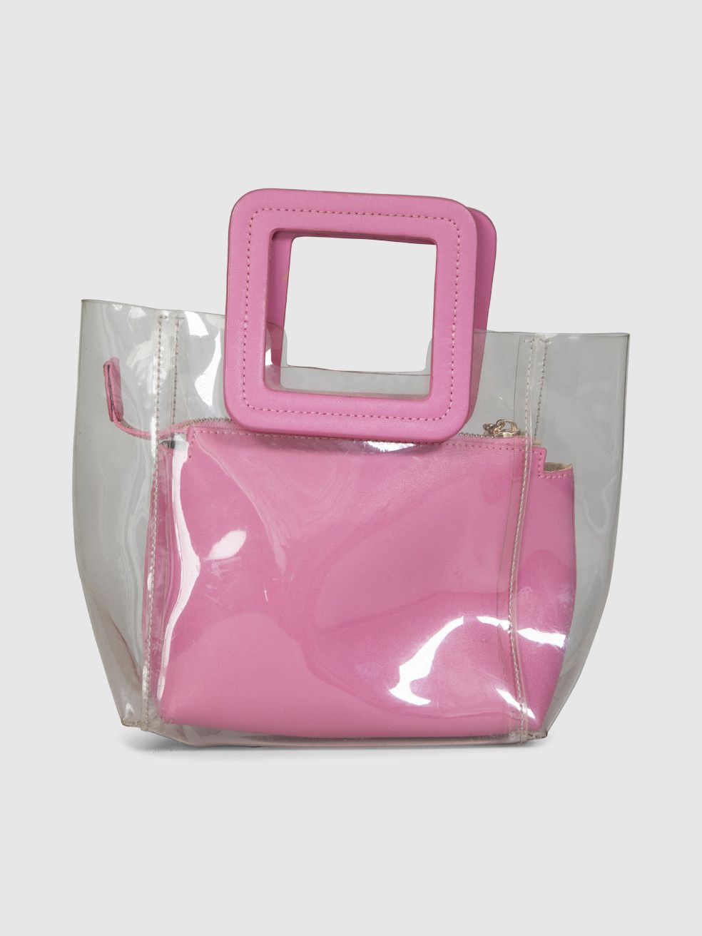 Staud Pink Leather & PVC Mini Shirley Handbag Size ONE SIZE - 4 Thumbnail