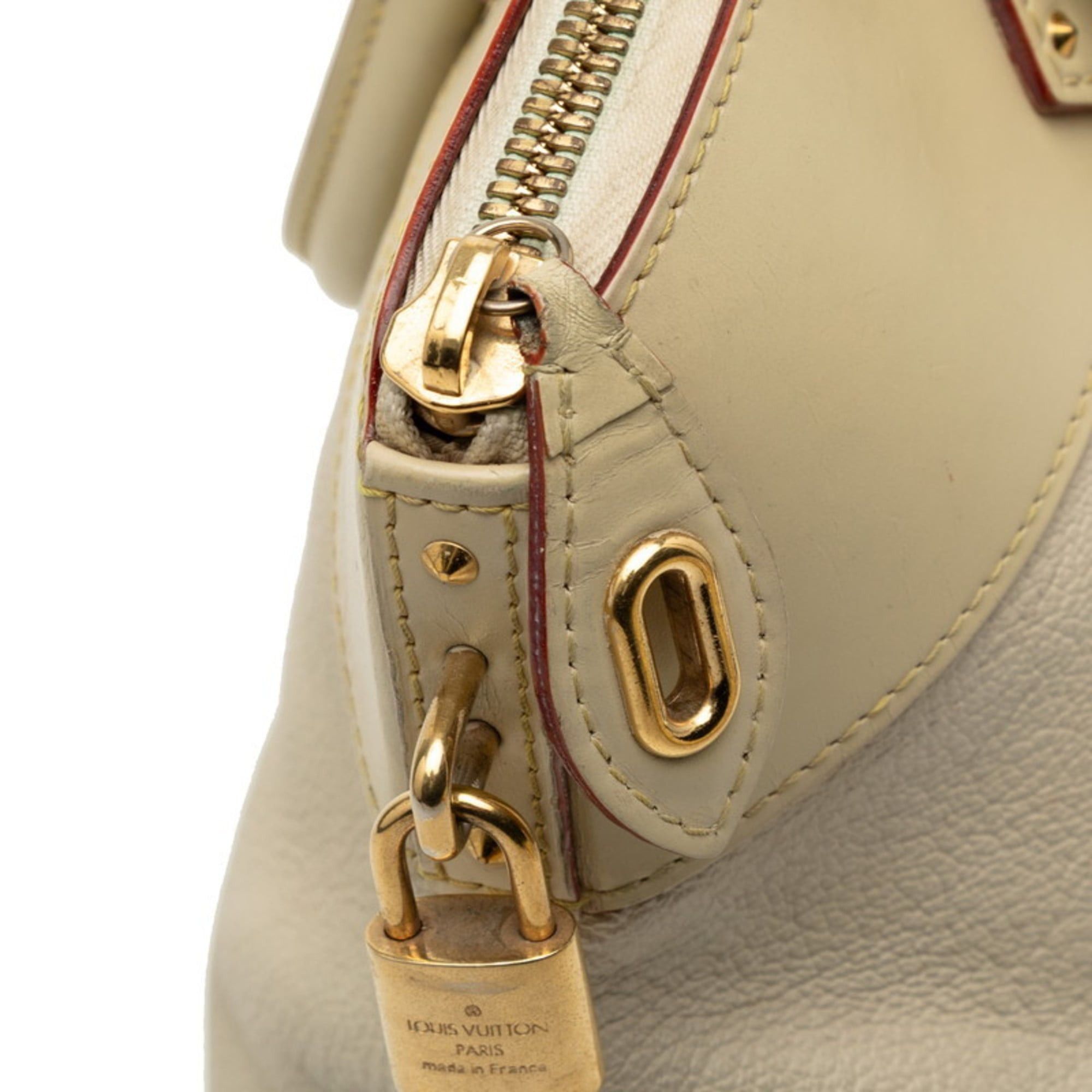 Louis Vuitton Louis Vuitton Lockit MM Handbag M91874 Beige Ivory Leather Women's LOUIS VUITTON Size ONE SIZE - 7 Thumbnail
