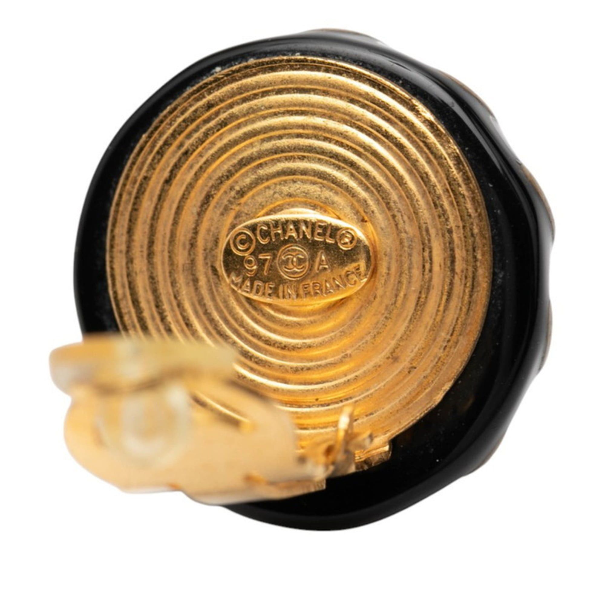 Chanel Chanel Coco Mark Earrings, Gold and Black Plated, Women's, CHANEL Size ONE SIZE - 3 Thumbnail