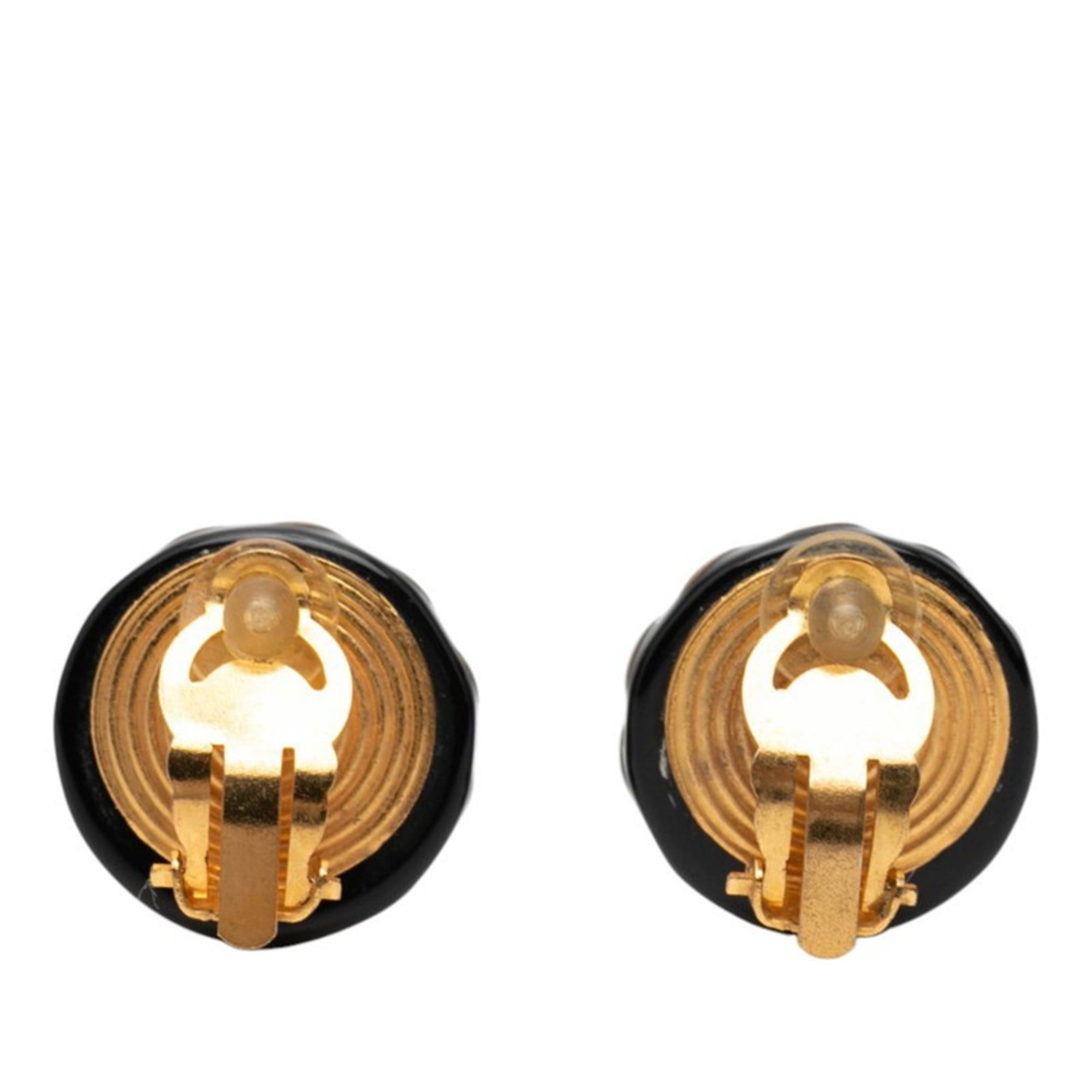 Chanel Chanel Coco Mark Earrings, Gold and Black Plated, Women's, CHANEL Size ONE SIZE - 2 Thumbnail