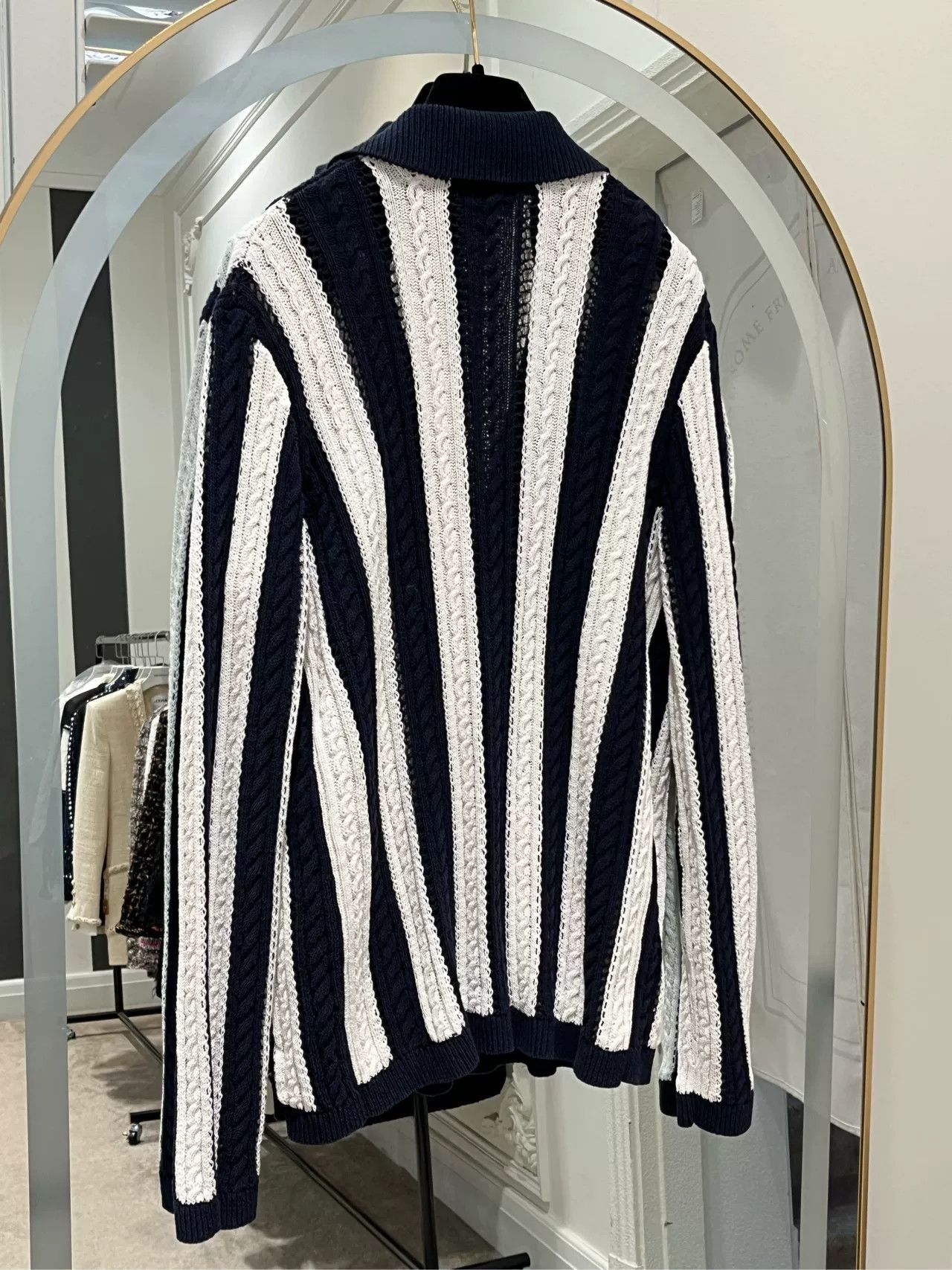 Chanel Chanel 23 Blue White Stripe Cardigan Size US M / EU 48-50 / 2 - 2 Thumbnail