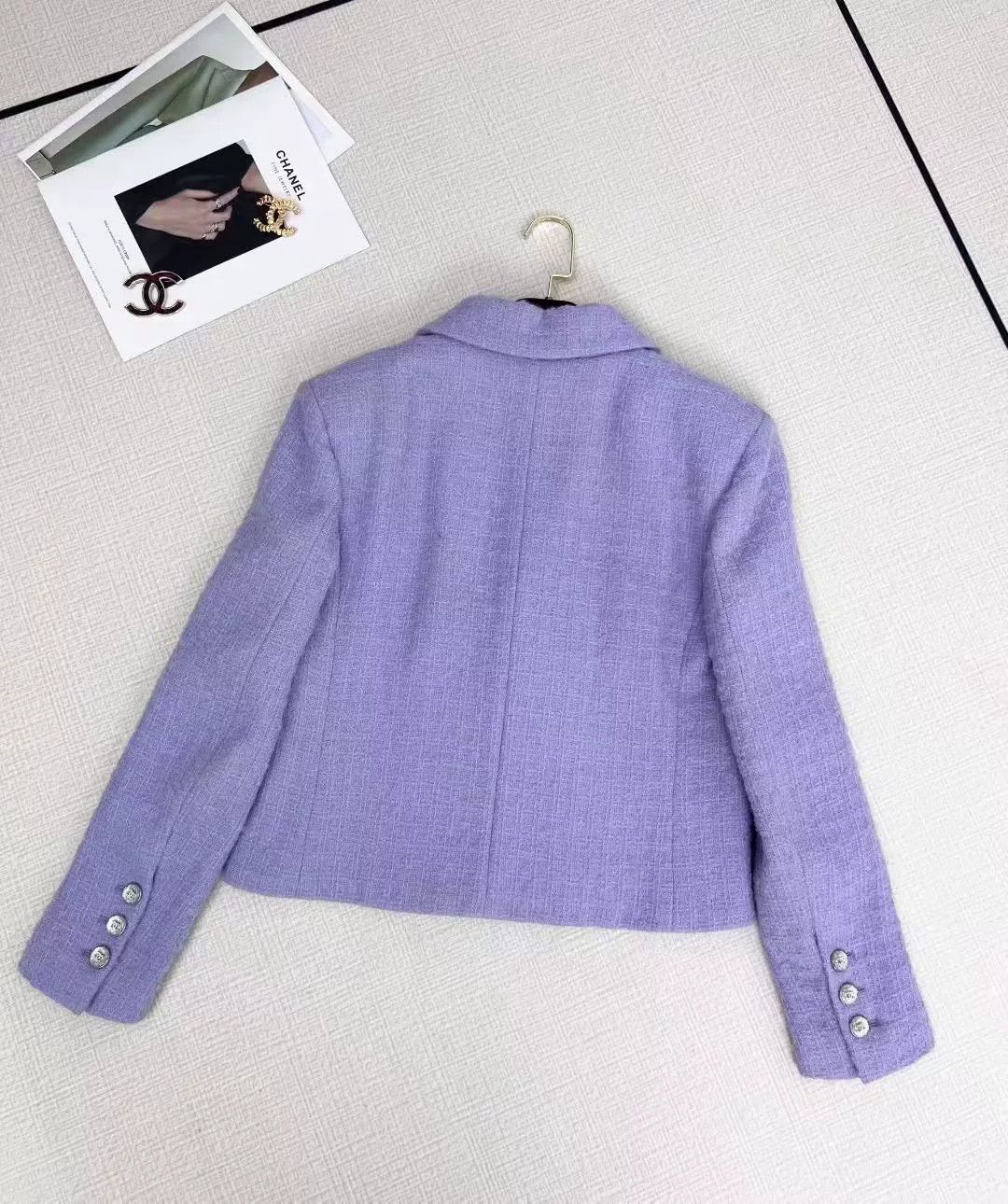 Chanel CHANEL Purple Collar Short Jacket Size US S / EU 44-46 / 1 - 4 Thumbnail