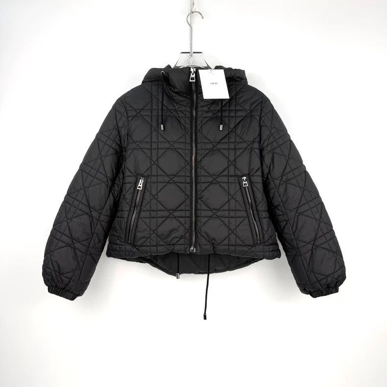 Dior Black Embroidered Bee Hooded Down Jacket