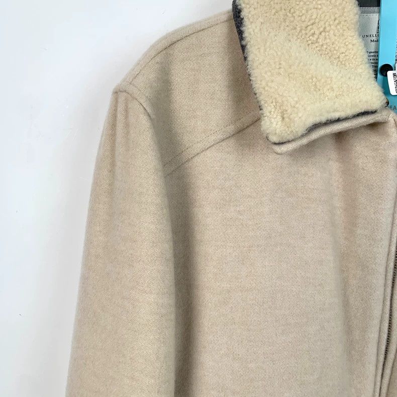 Brunello Cucinelli Brunello Cucinelli Beige Cashmere Zip Jacket Size US XS / EU 42 / 0 - 3 Thumbnail