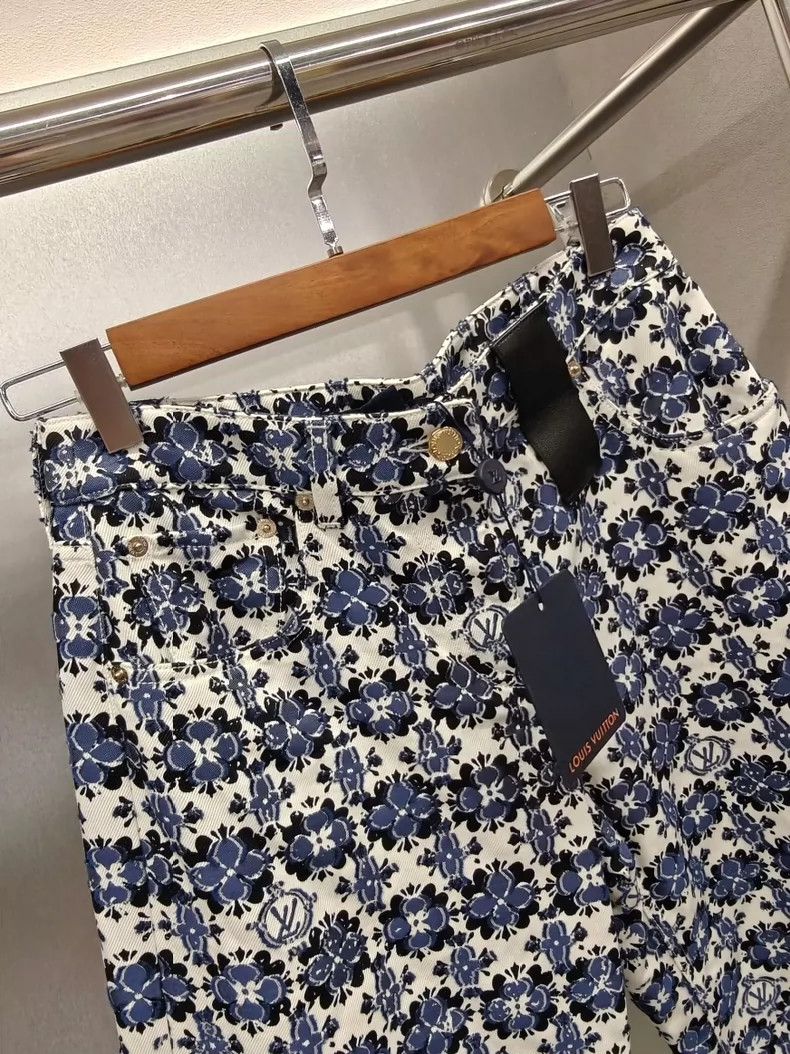 Louis Vuitton LV 24 Blue Floral Print Denim Jeans Size US 36 / EU 52 - 3 Thumbnail