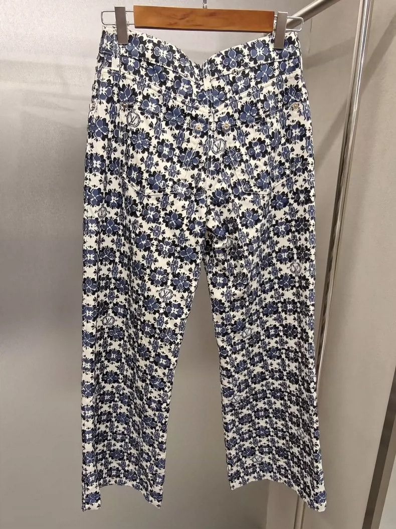 Louis Vuitton LV 24 Blue Floral Casual Denim Jeans Size US 36 / EU 52 - 2 Thumbnail