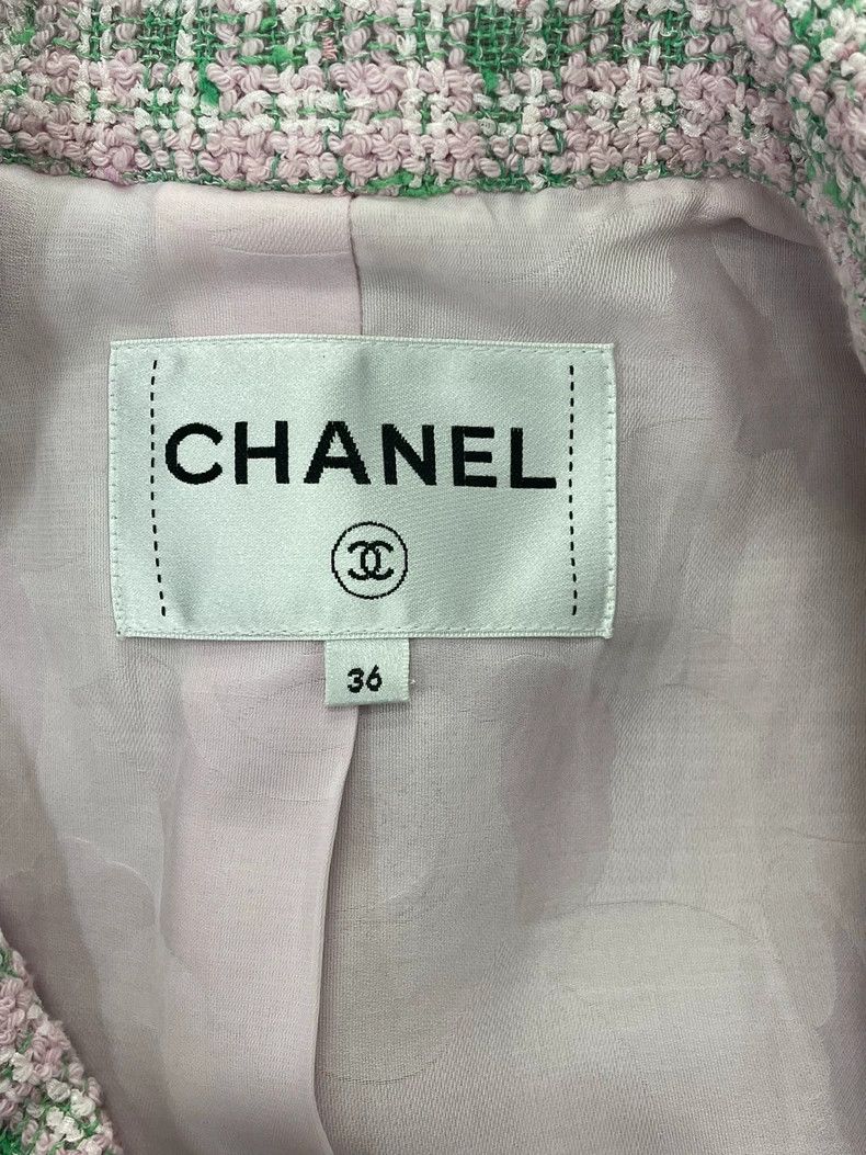 Chanel Chanel Pink Green Woven Collar Jacket Size US M / EU 48-50 / 2 - 4 Thumbnail