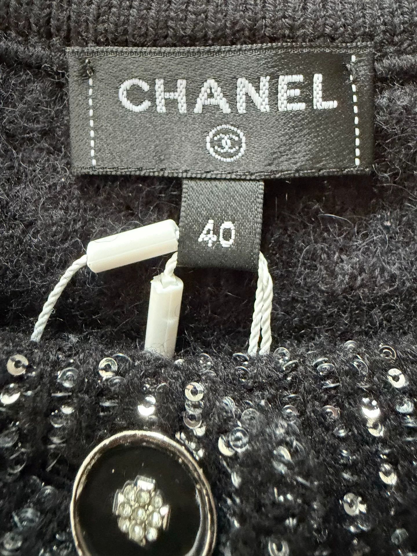 Chanel Chanel Black White Sequin Knit Cardigan Size US M / EU 48-50 / 2 - 4 Thumbnail