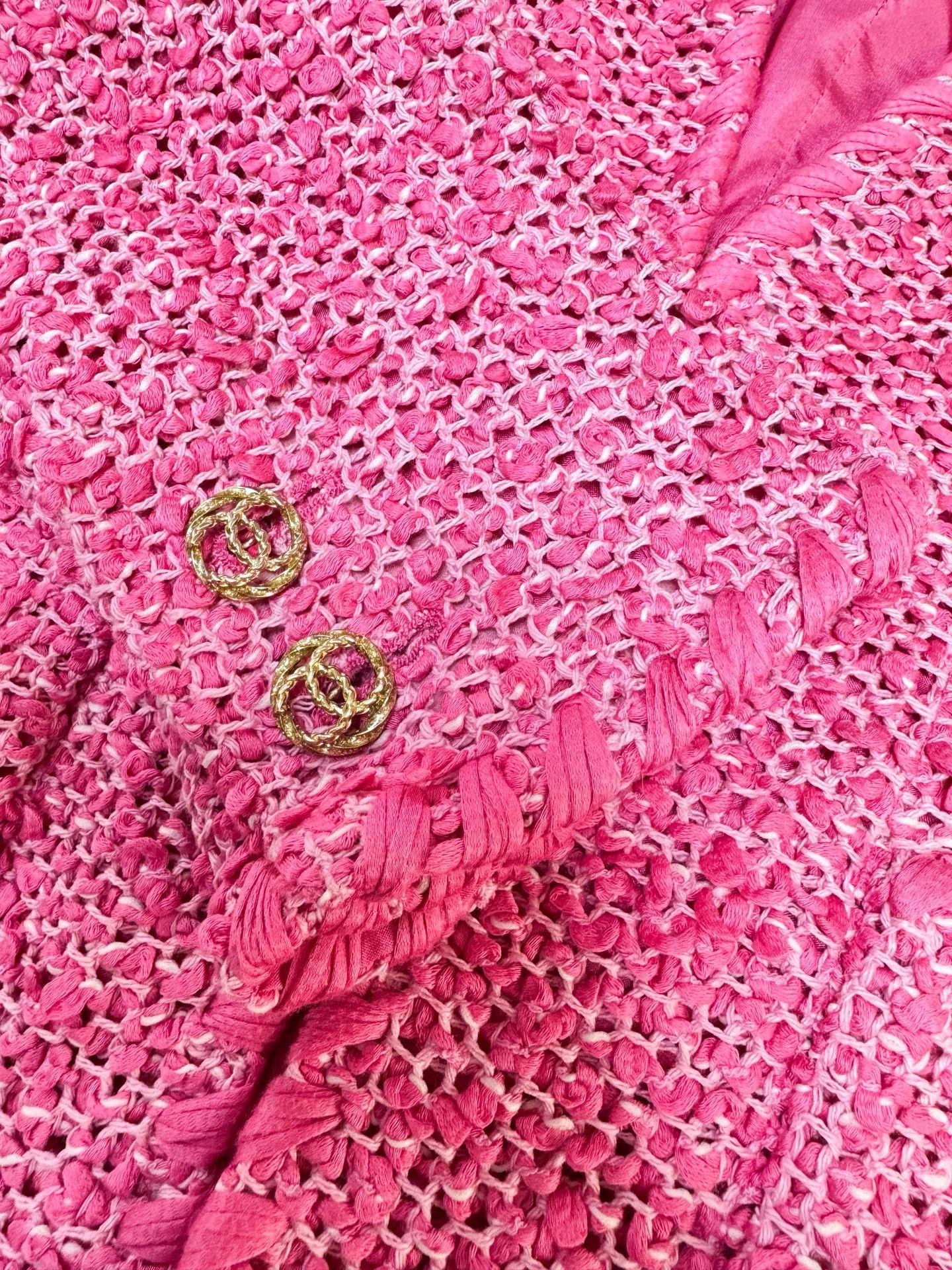 Chanel Chanel 21C Pink Knit V-Neck Jacket Size US L / EU 52-54 / 3 - 3 Thumbnail