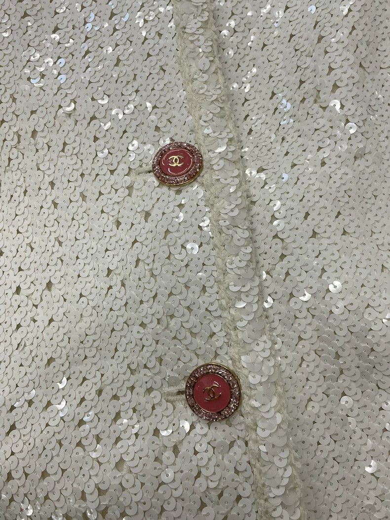 Chanel Chanel 22S White Sequin Back V Jacket Size US M / EU 48-50 / 2 - 2 Thumbnail