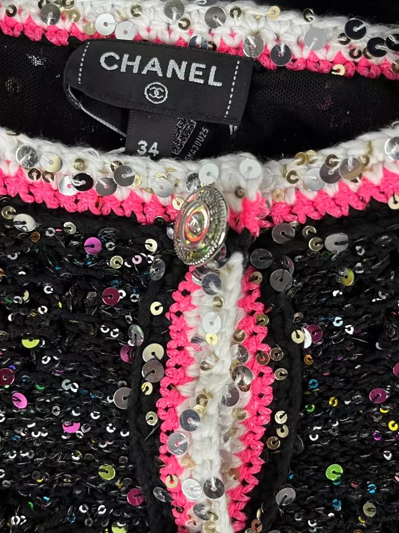 Chanel Chanel 24C Black Sequin Cardigan Size US M / EU 48-50 / 2 - 4 Thumbnail