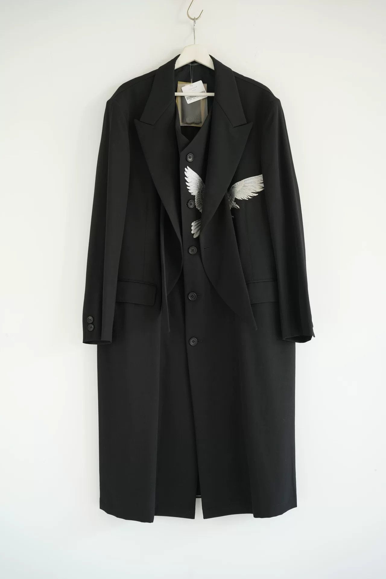 Yohji Yamamoto Yohji Yamamoto White Crow Embroidery Coat Size US M / EU 48-50 / 2 - 2 Thumbnail
