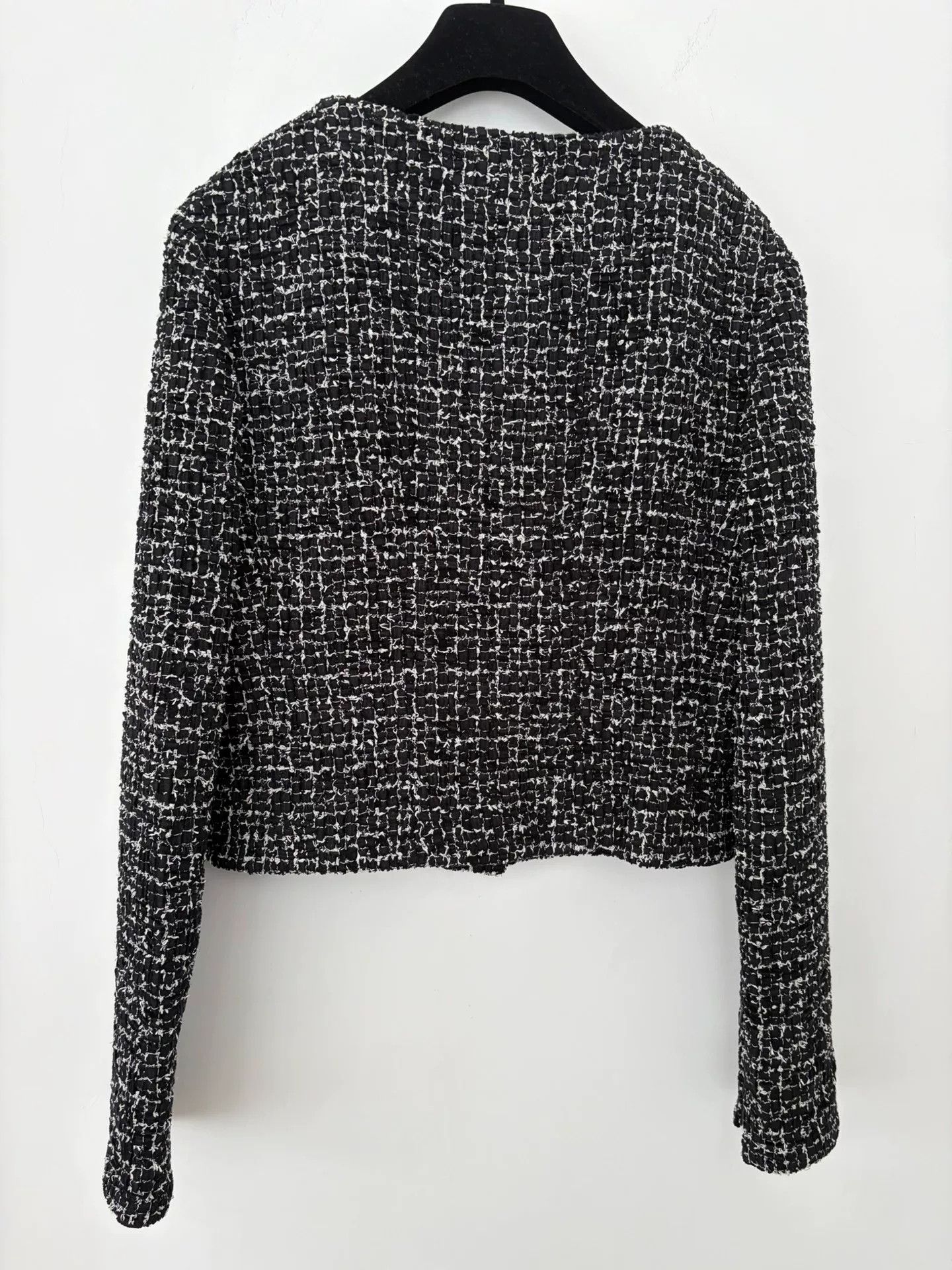 Chanel Chanel Black White Tweed Round Neck Jacket Size US XS / EU 42 / 0 - 2 Thumbnail