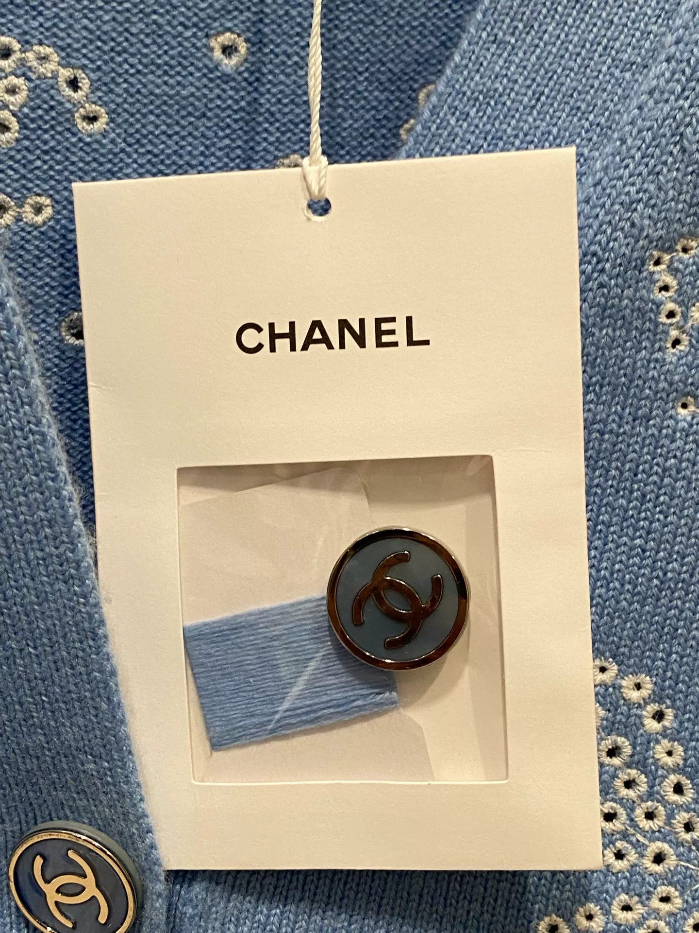 Chanel Chanel 23 Blue Hollow Print Knit Cardigan Size US S / EU 44-46 / 1 - 3 Thumbnail