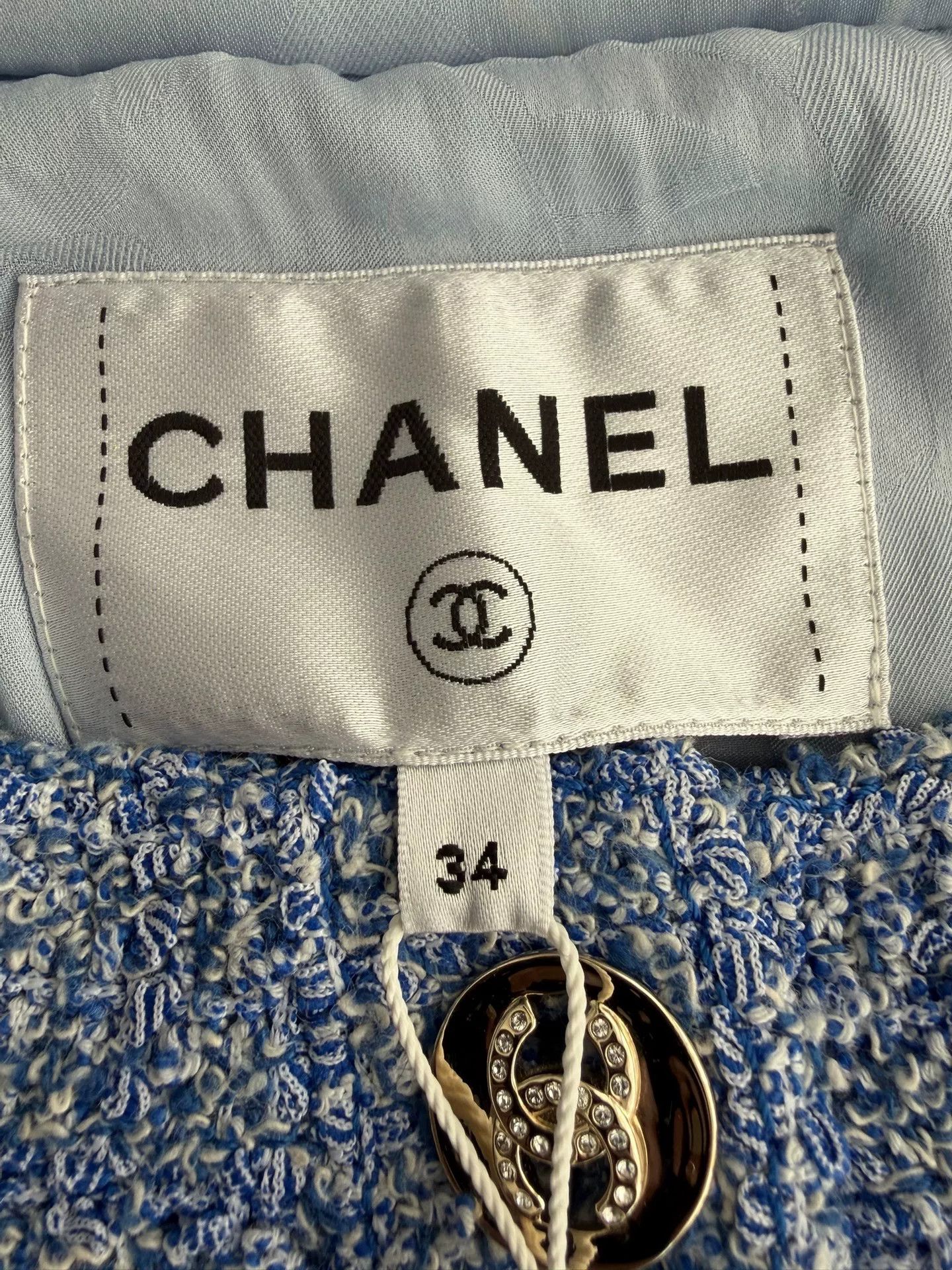 Chanel Chanel Blue Tweed Short Sleeve Jacket Size US XS / EU 42 / 0 - 4 Thumbnail