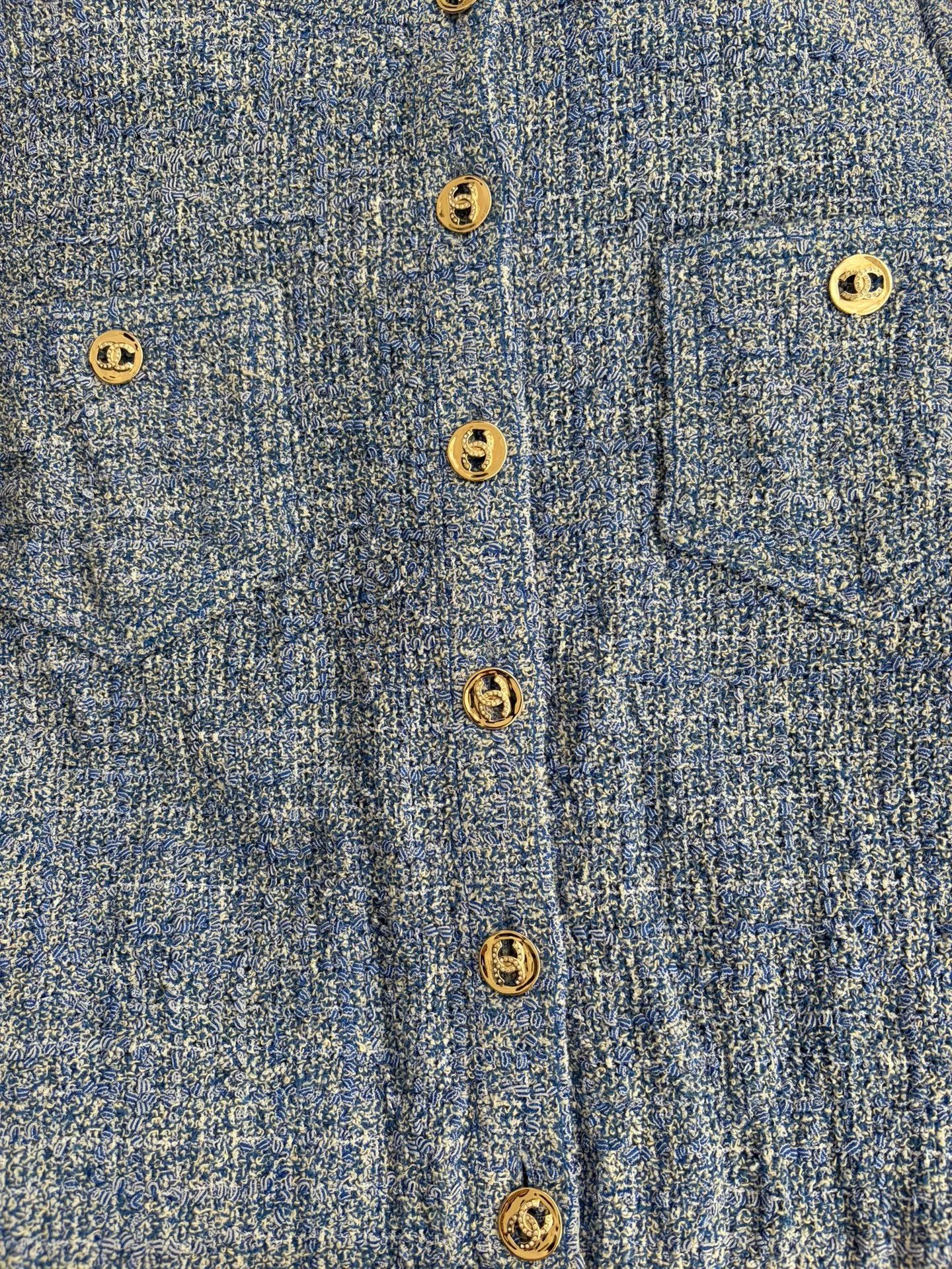 Chanel Chanel Blue Tweed Short Sleeve Jacket Size US XS / EU 42 / 0 - 3 Thumbnail