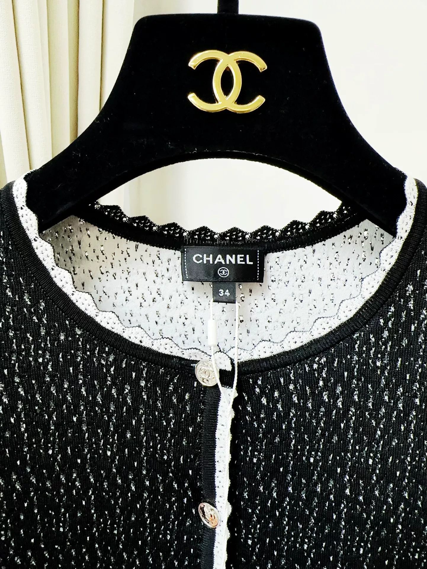 Chanel Chanel Black White Trim Knit Cardigan Size US XS / EU 42 / 0 - 6 Thumbnail