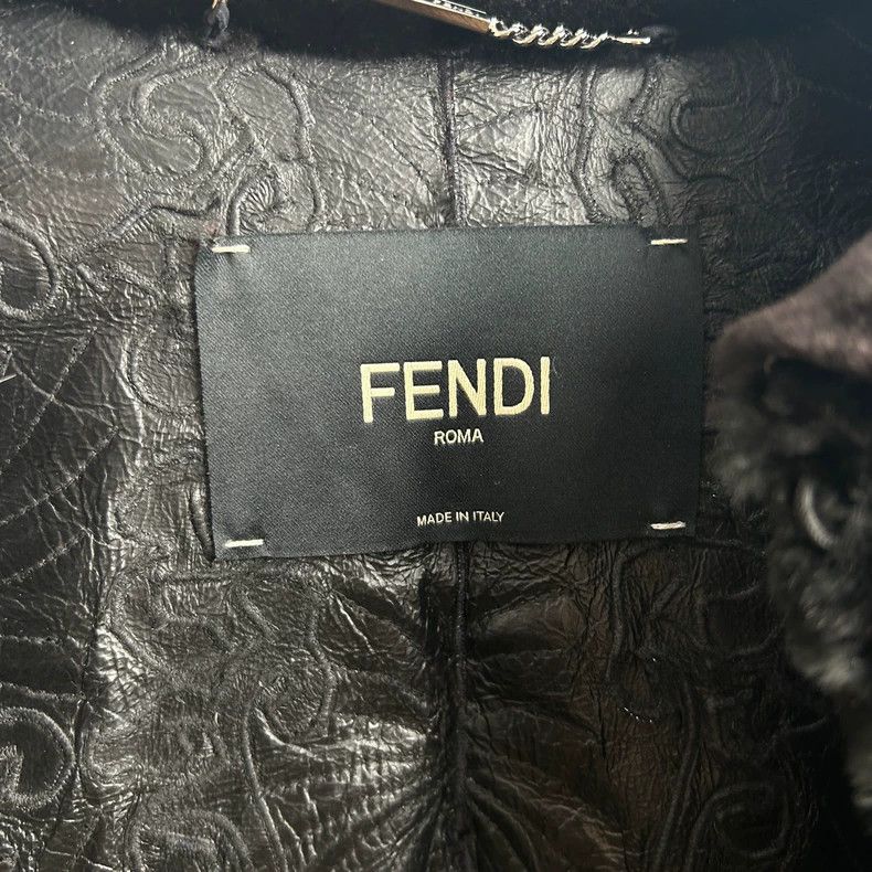 Fendi Black Mink Fur Collar Coat