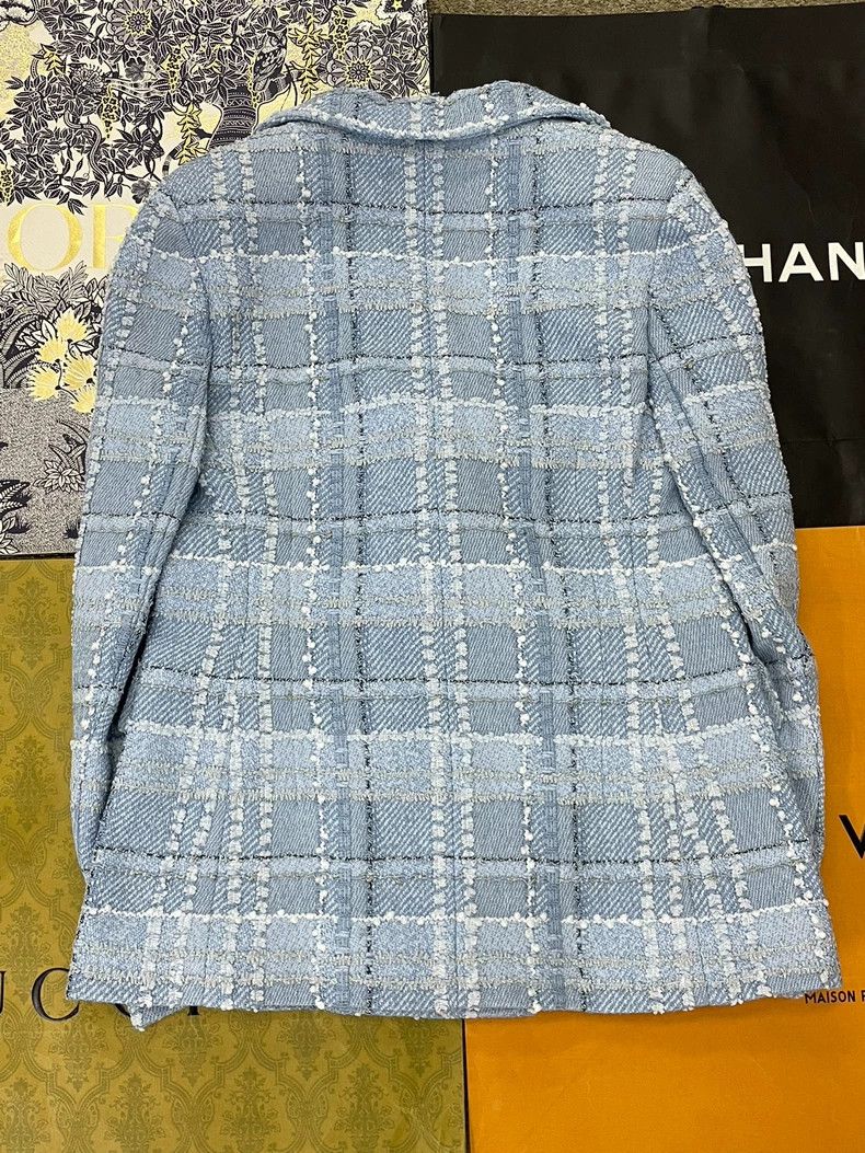 Chanel Chanel Blue Plaid Tweed Jacket Size US M / EU 48-50 / 2 - 3 Thumbnail