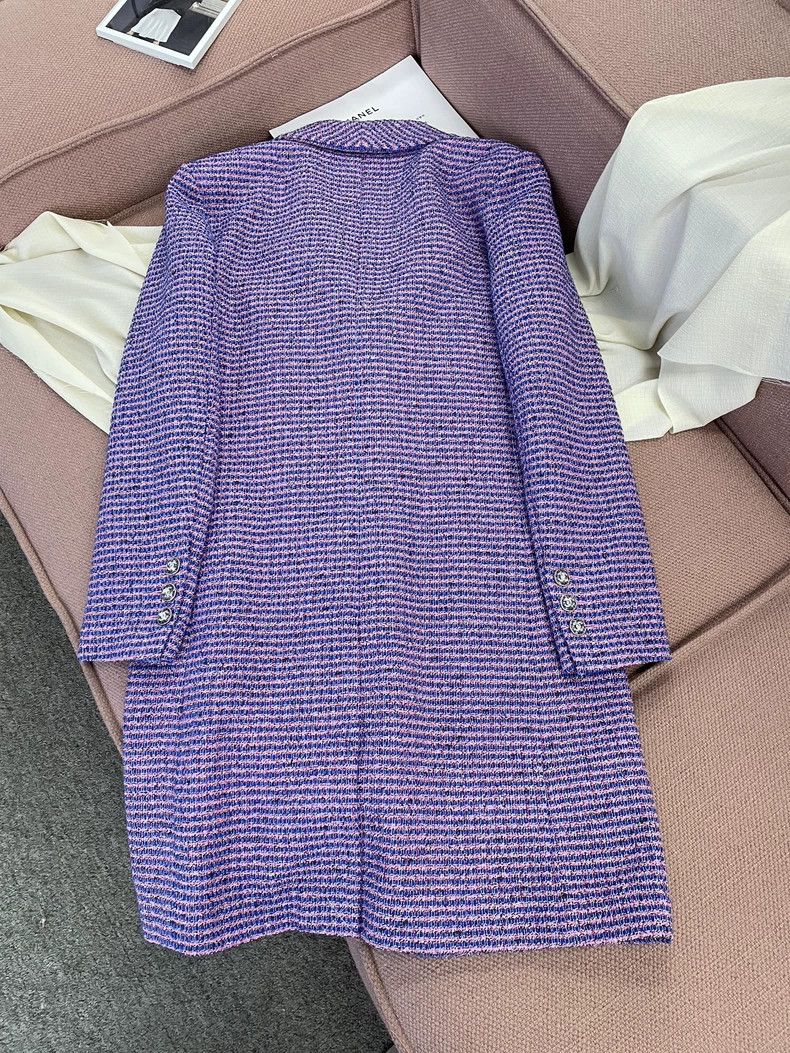 Chanel Chanel 23P Purple Tweed Coat with Crystal Buttons Size US L / EU 52-54 / 3 - 4 Thumbnail