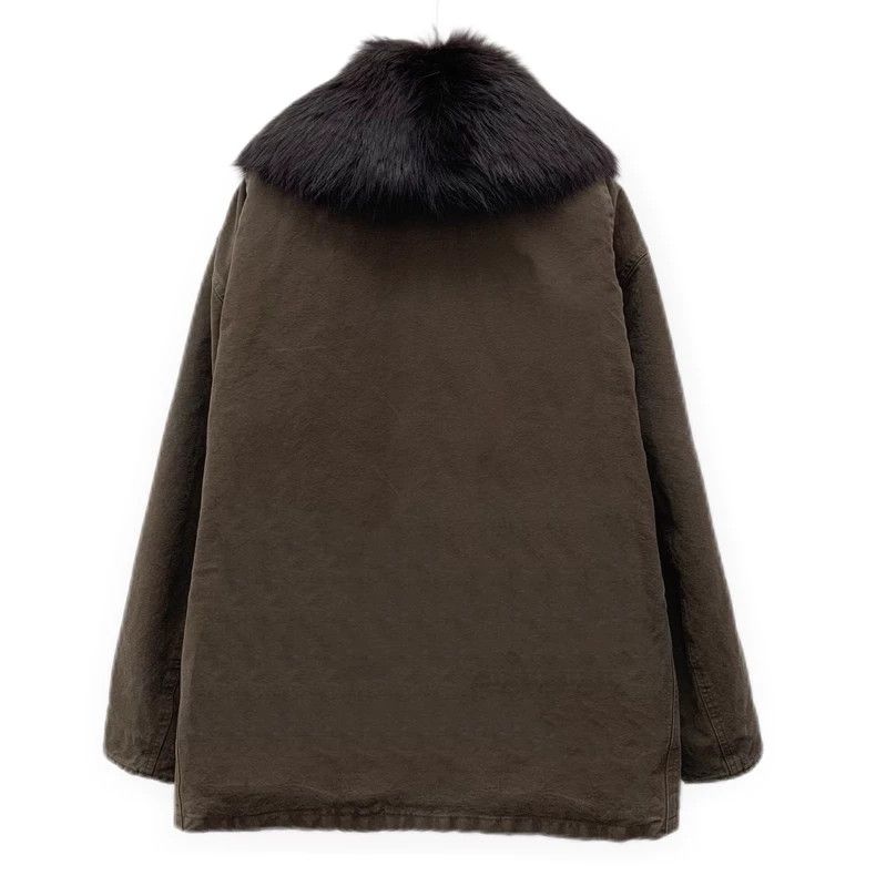 Prada Prada 24 Brown Cotton Fur Collar Jacket Size US S / EU 44-46 / 1 - 2 Thumbnail