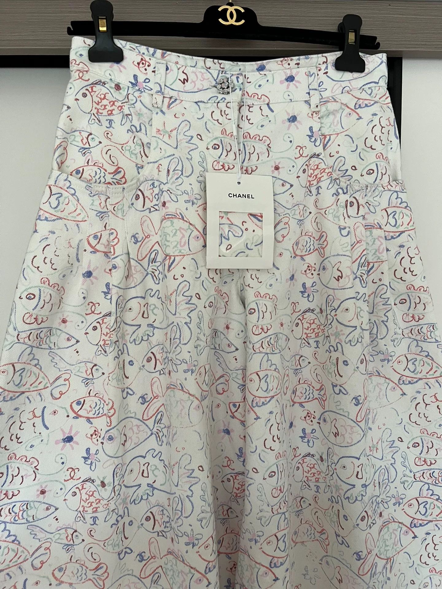 Chanel chanel fish pattern wide-leg pants size 38 Size US 38 / EU 54 - 2 Thumbnail