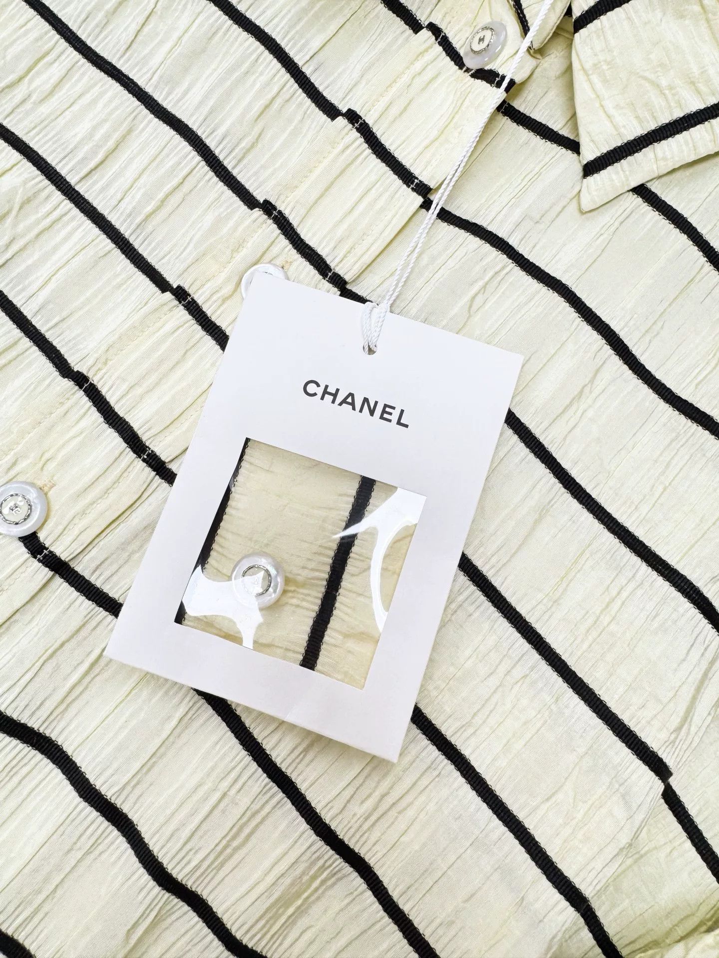 Chanel Chanel 25S Yellow Stripe Long Sleeve Shirt Size US M / EU 48-50 / 2 - 2 Thumbnail
