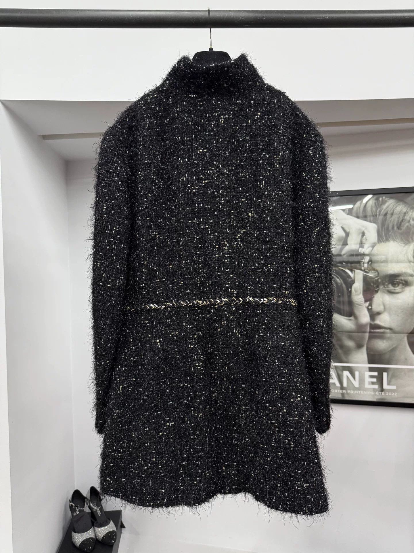 Chanel Chanel Black Silver Shimmer Mid-Length Coat Size US M / EU 48-50 / 2 - 3 Thumbnail