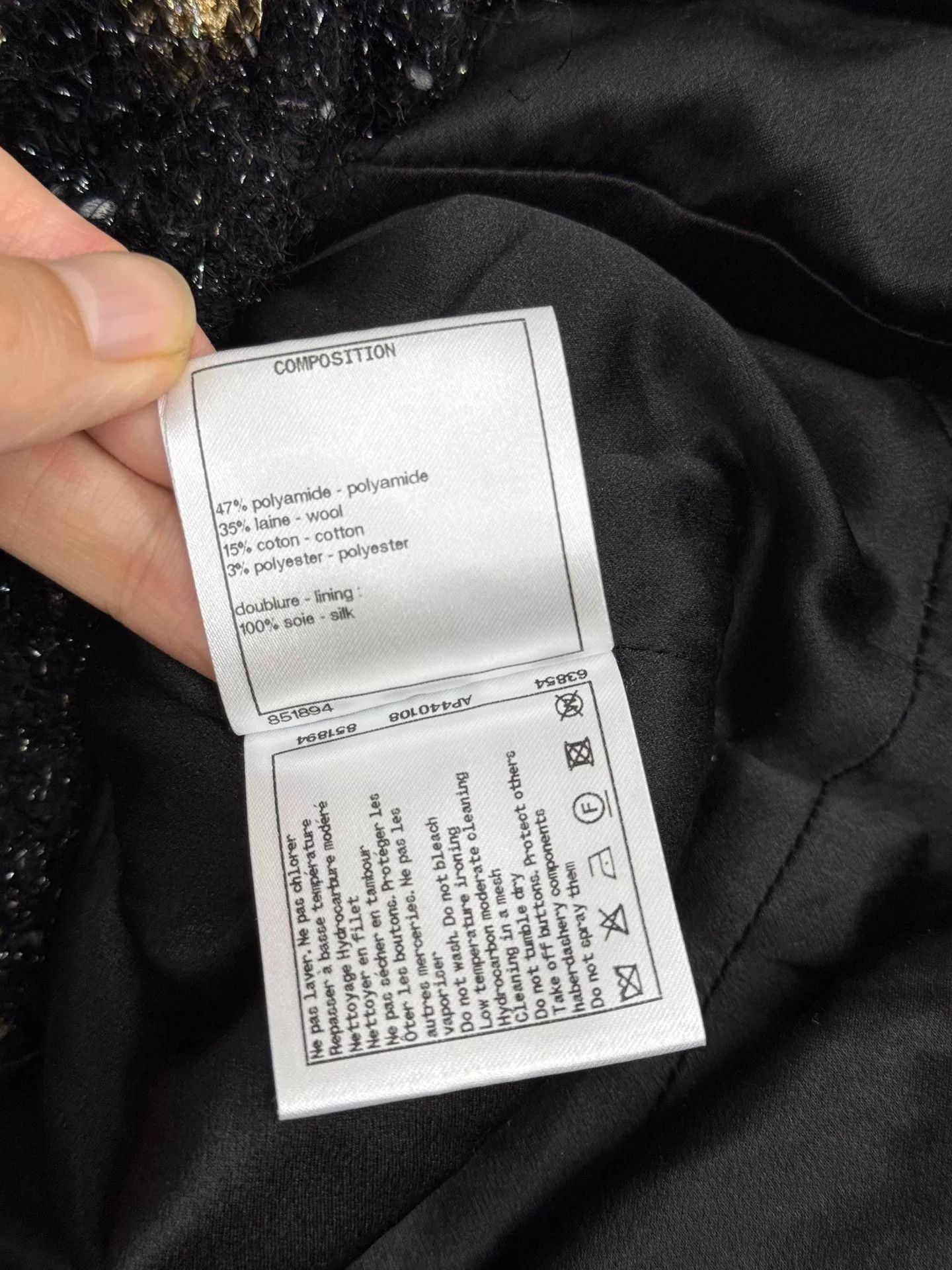 Chanel Chanel Black Silver Shimmer Mid-Length Coat Size US M / EU 48-50 / 2 - 6 Thumbnail