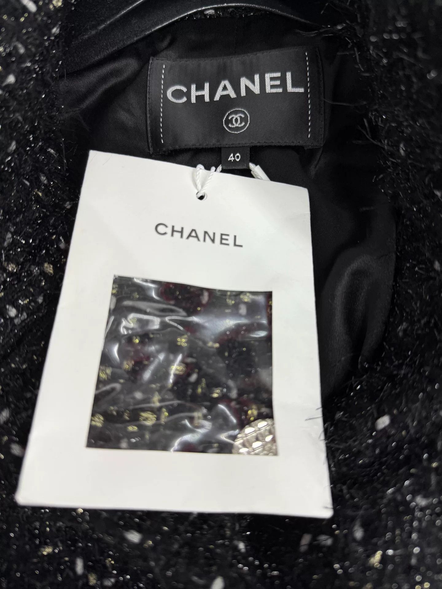 Chanel Chanel Black Silver Shimmer Mid-Length Coat Size US M / EU 48-50 / 2 - 4 Thumbnail