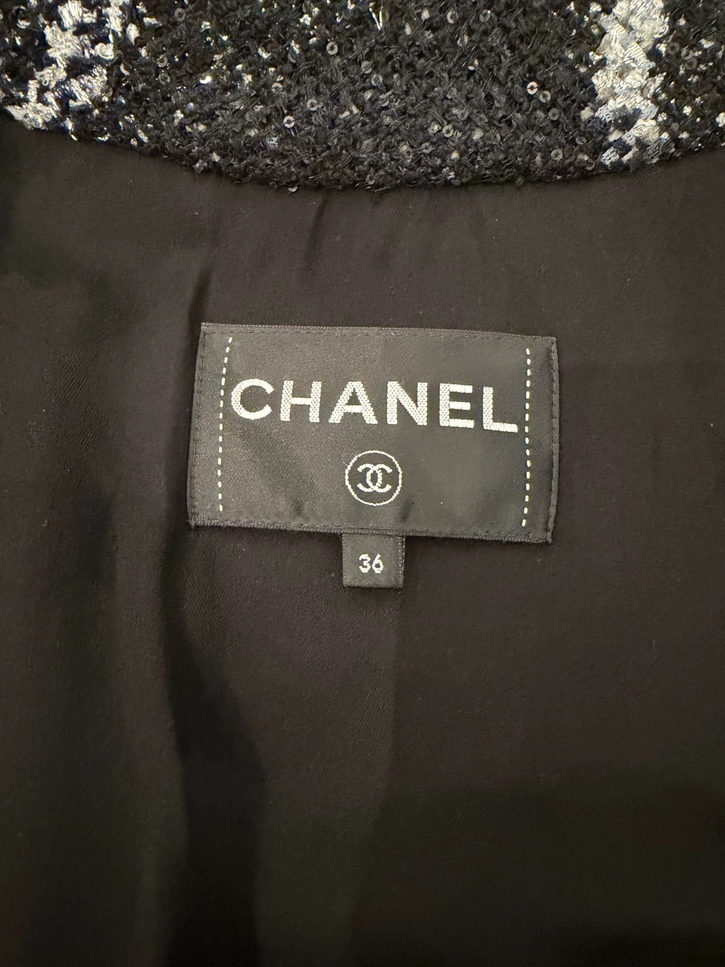 Chanel Chanel Black Silver Tweed Coat Dress Size US S / EU 44-46 / 1 - 3 Thumbnail