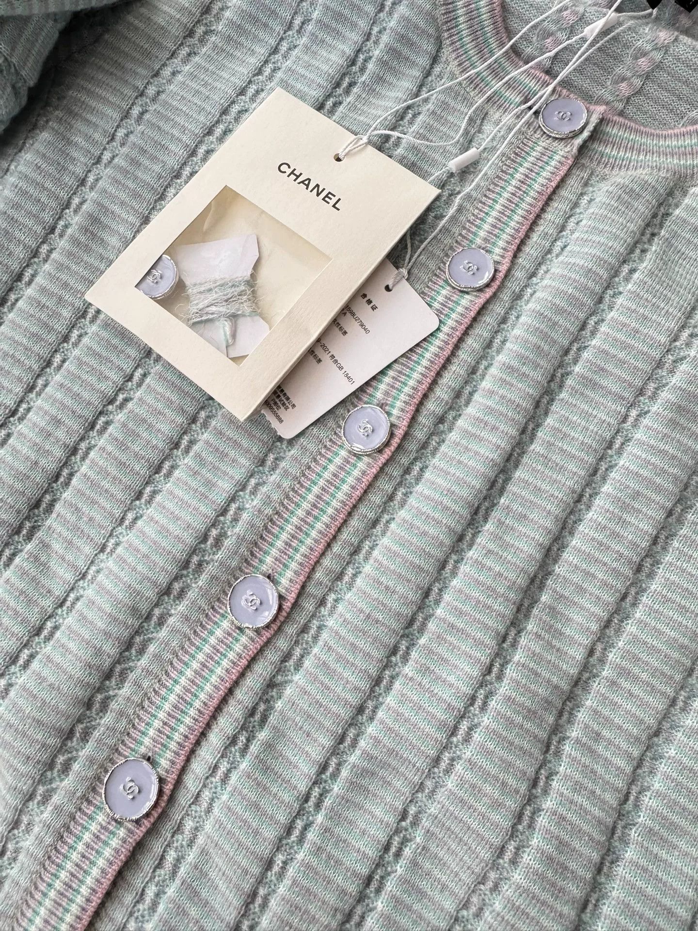 Chanel Chanel Blue Fuzzy Sleeve Knit Cardigan Size US S / EU 44-46 / 1 - 4 Thumbnail