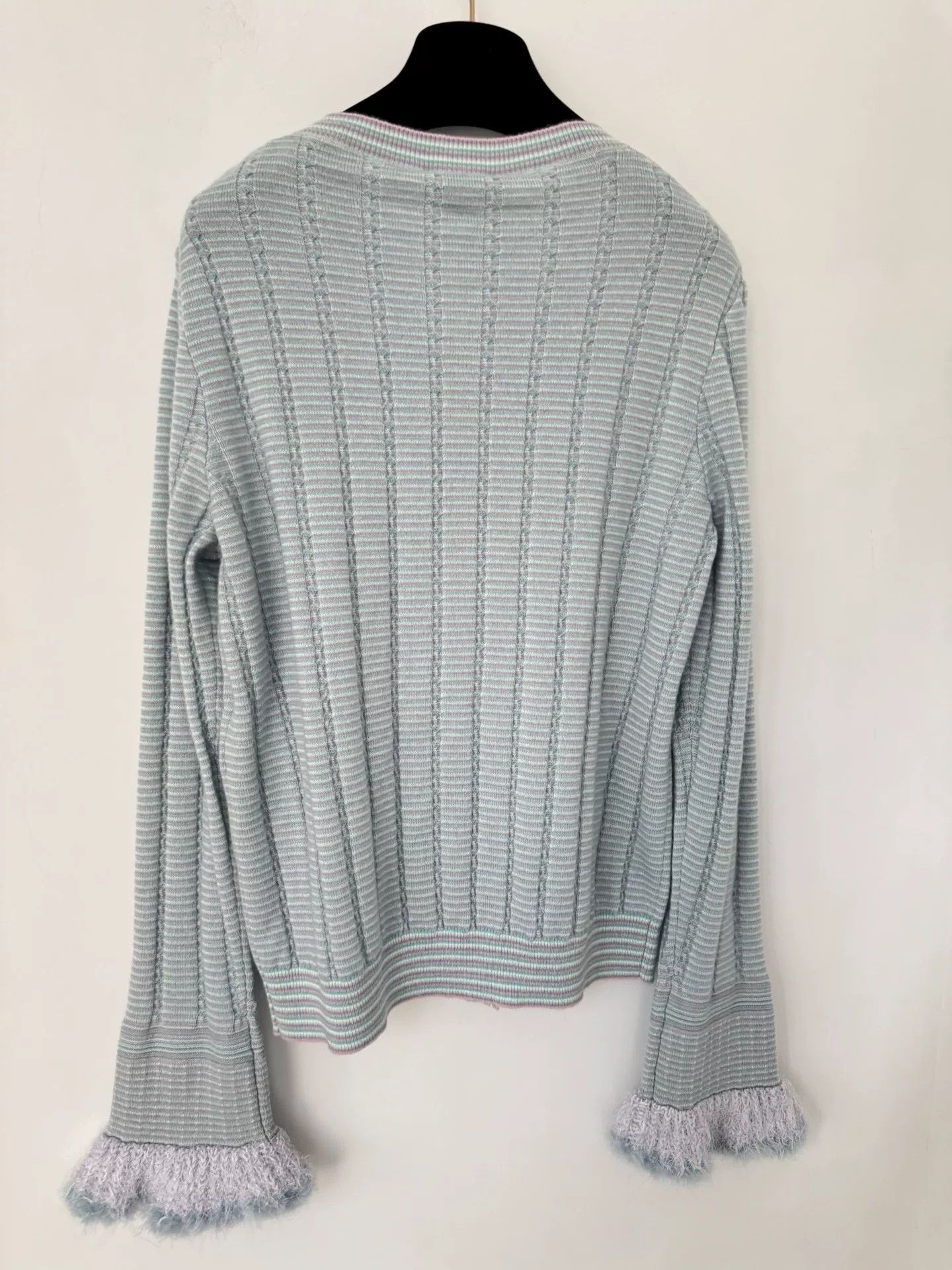 Chanel Chanel Blue Fuzzy Sleeve Knit Cardigan Size US S / EU 44-46 / 1 - 2 Thumbnail
