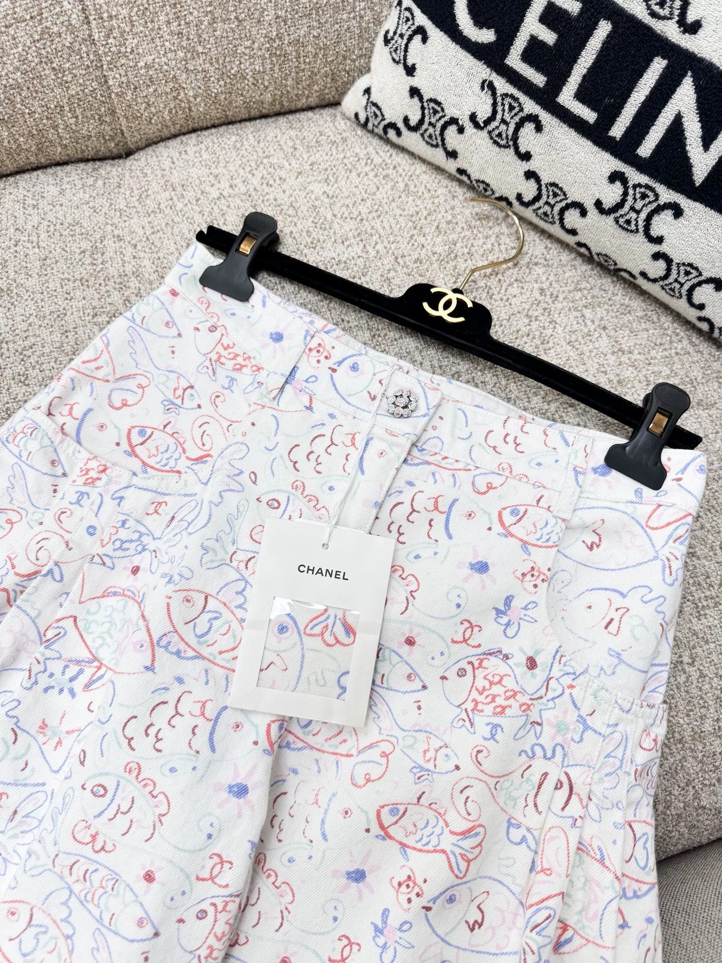 Chanel Chanel 25C Graffiti Fish Print Wide-Leg Pants Size US 38 / EU 54 - 2 Thumbnail