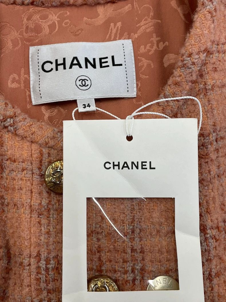 Chanel Chanel 24A Orange Tweed Plaid Jacket Size US XS / EU 42 / 0 - 5 Thumbnail