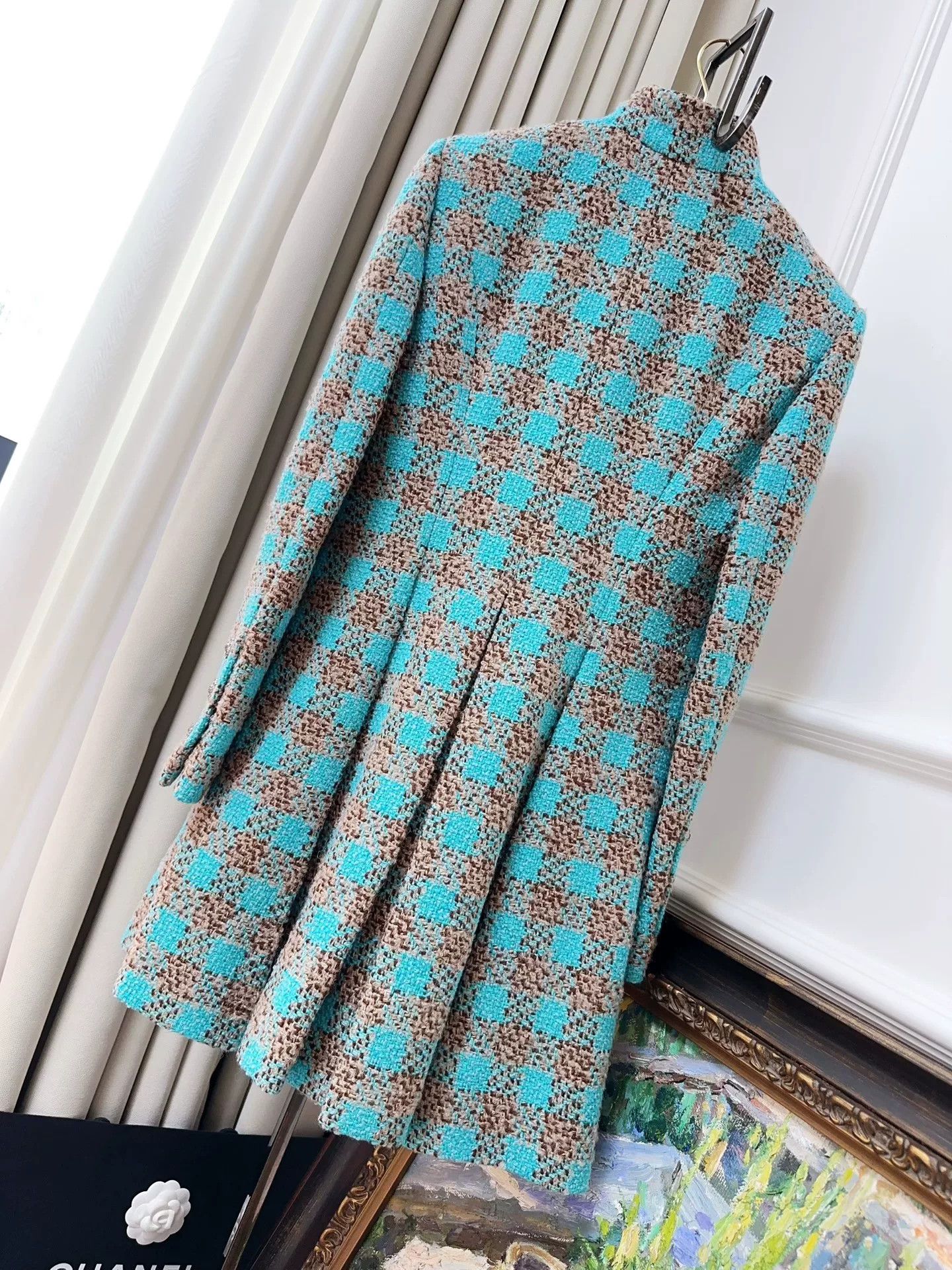 Chanel vintage chanel teal checkered dress coat Size US M / EU 48-50 / 2 - 2 Thumbnail