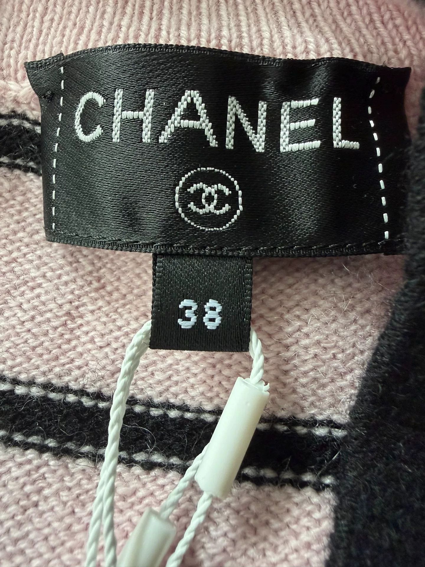 Chanel Chanel Pink Black Stripe Button Cardigan Size US M / EU 48-50 / 2 - 4 Thumbnail