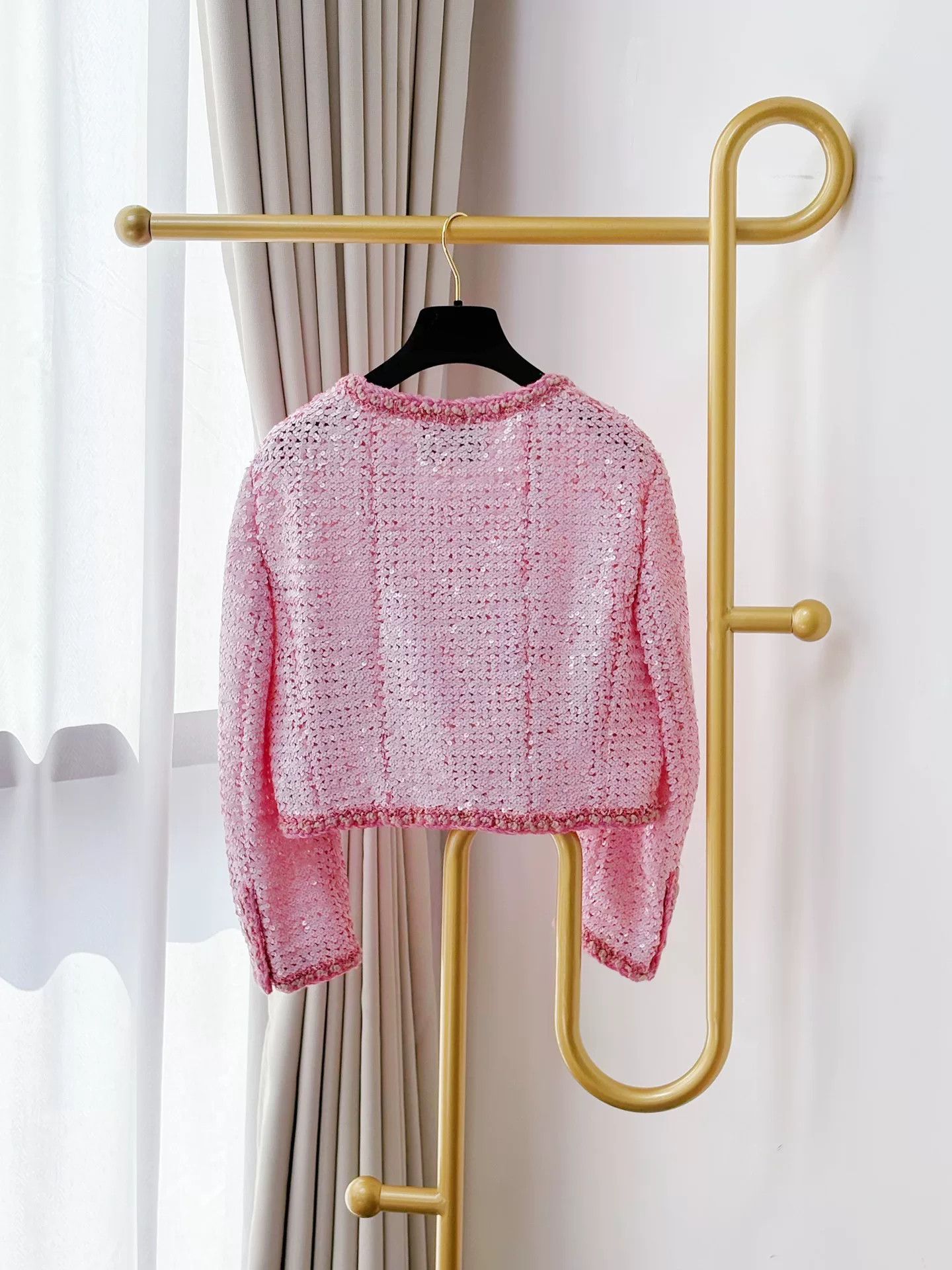 Chanel Chanel 23C Pink Sequin Knit Jacket Size US L / EU 52-54 / 3 - 4 Thumbnail