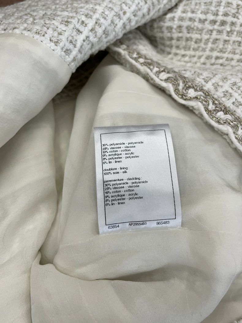 Chanel Chanel 25C White Tweed Double-Breasted Jacket Size US S / EU 44-46 / 1 - 8 Thumbnail