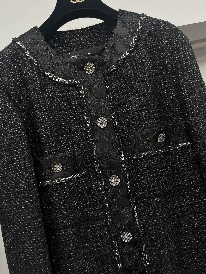 Chanel Chanel 22A Black Tweed Long Coat Size US M / EU 48-50 / 2 - 2 Thumbnail