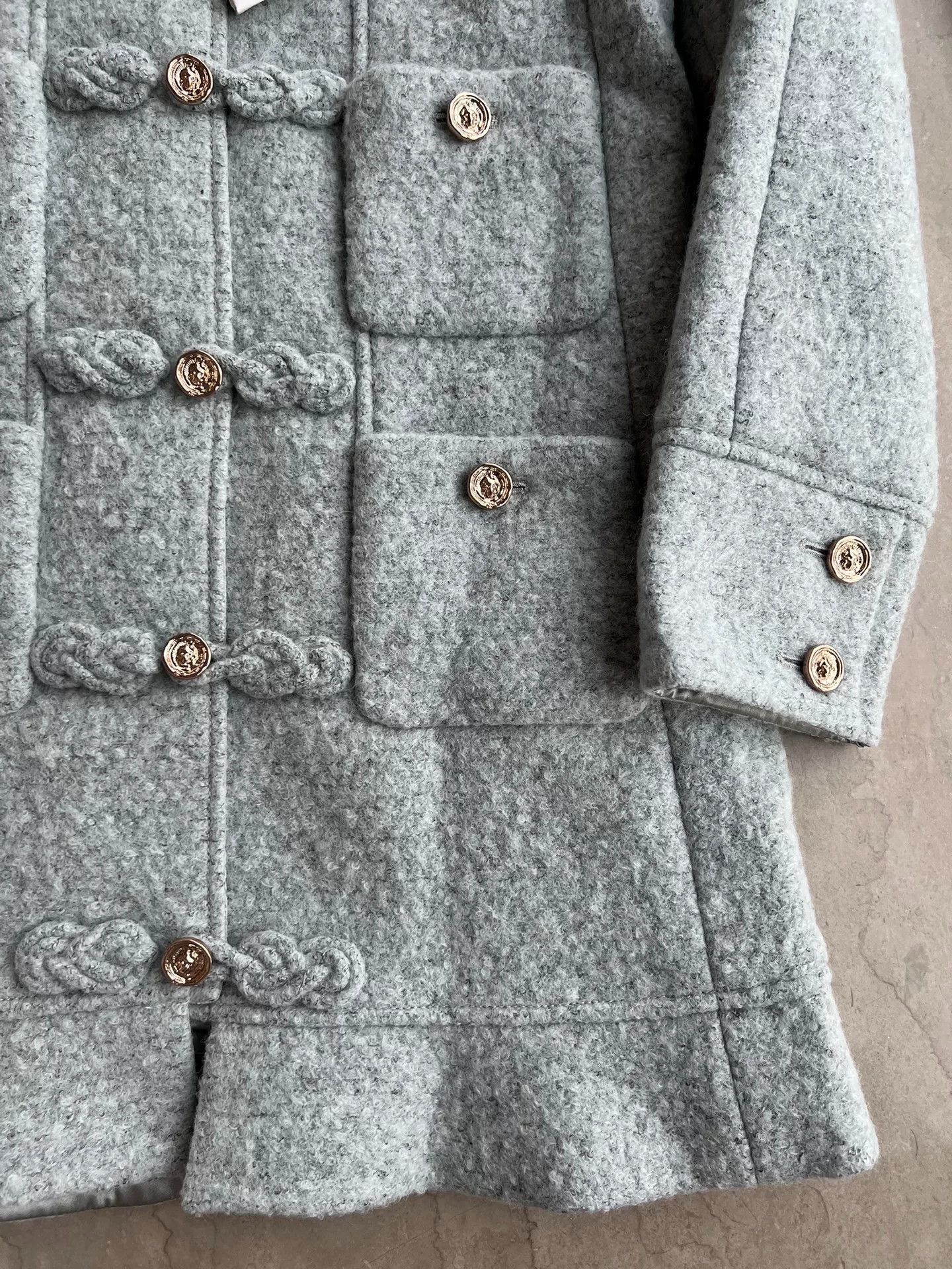 Chanel Chanel 25A Gray Hooded Coat with Frog Buttons Size US M / EU 48-50 / 2 - 5 Thumbnail