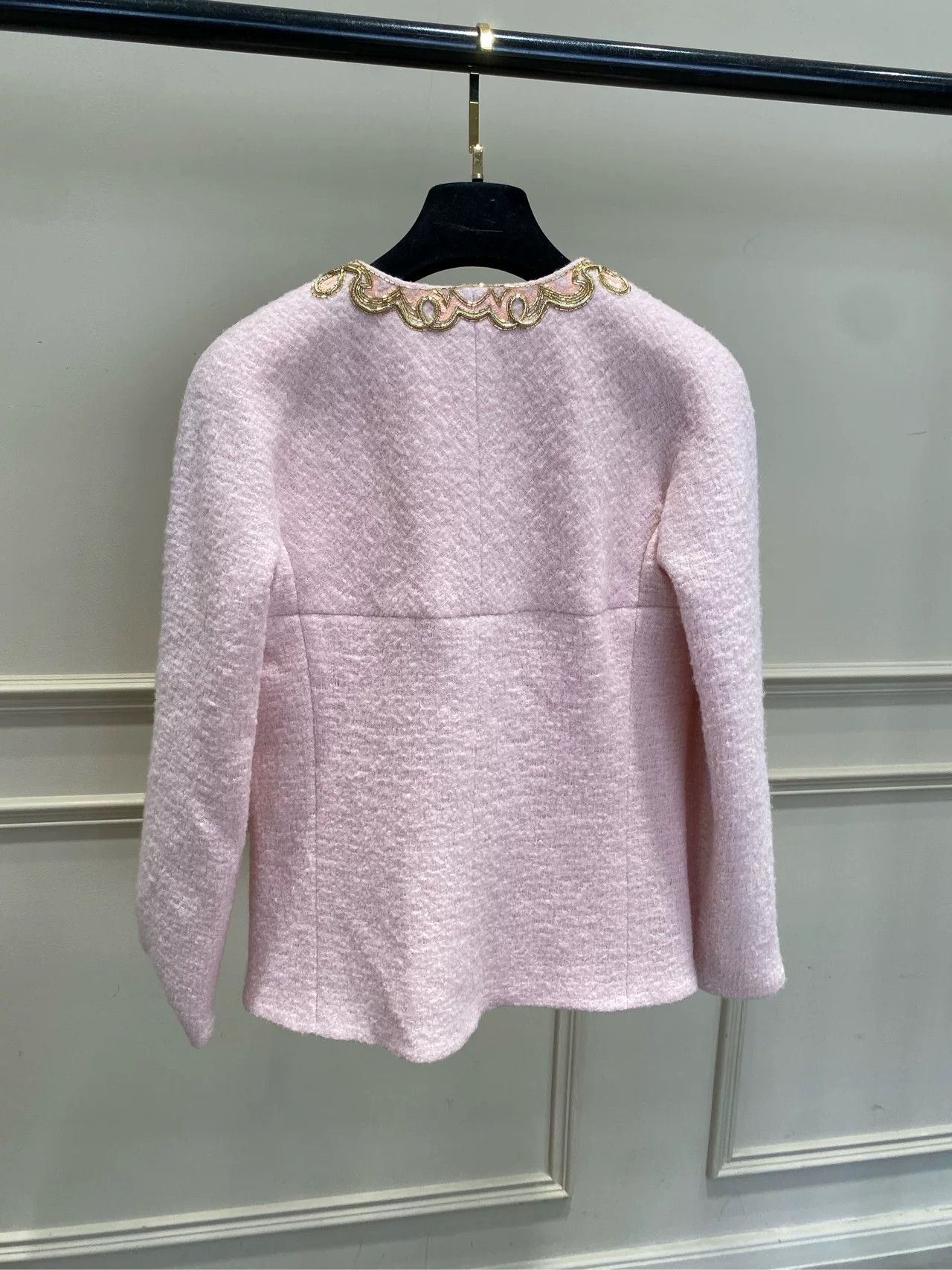 Chanel 21 Castle Series Pink Embroidered Coat