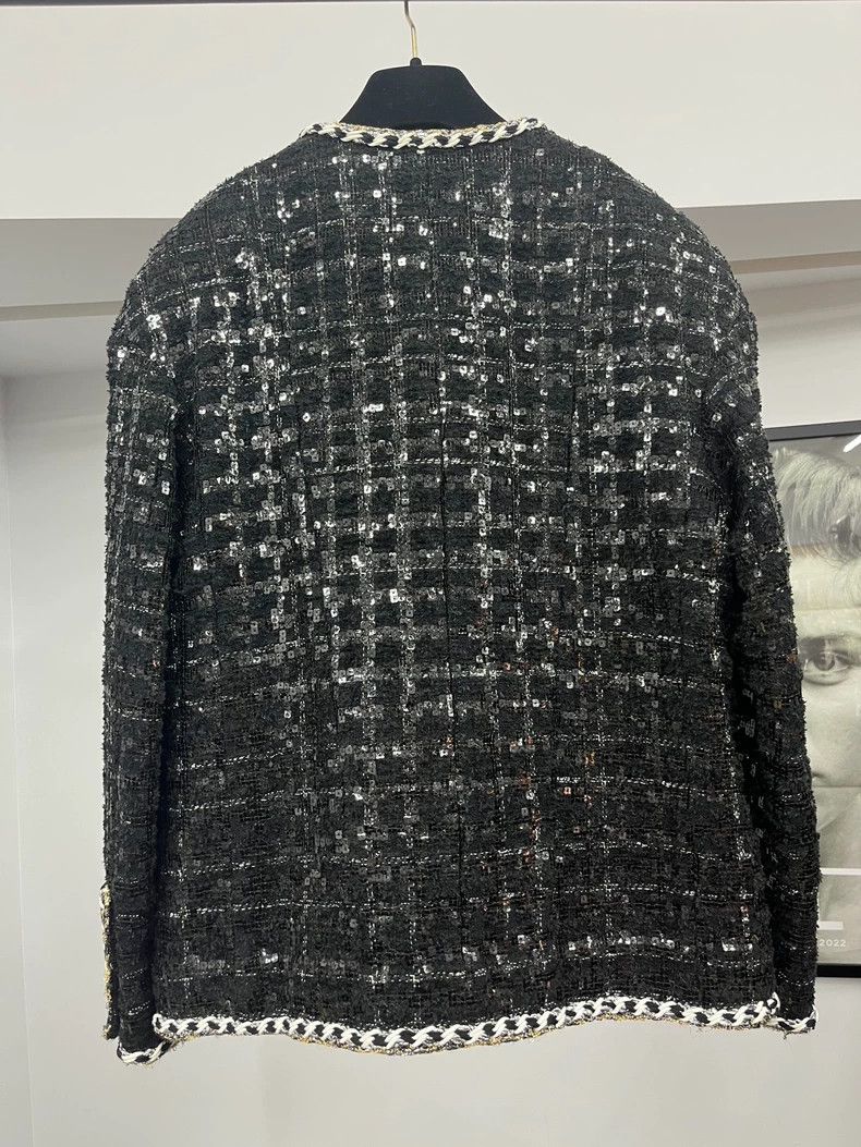 Chanel Chanel Black Sequin Embellished Jacket Size US M / EU 48-50 / 2 - 3 Thumbnail