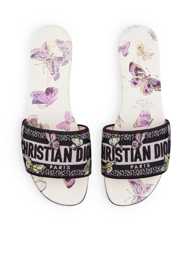 Dior DWAY SANDAL IN EMBROIDERED COTTON WITH WHITE AND PURPLE BUTTERFLY MOTIF Size US 11 / IT 41 - 4 Thumbnail