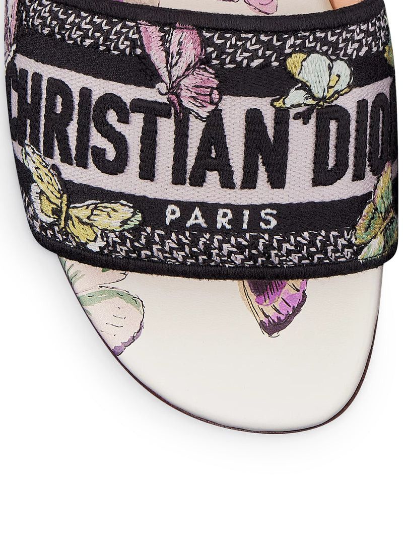 Dior DWAY SANDAL IN EMBROIDERED COTTON WITH WHITE AND PURPLE BUTTERFLY MOTIF Size US 11 / IT 41 - 5 Thumbnail