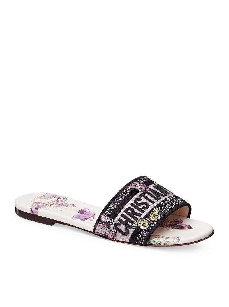 Dior DWAY SANDAL IN EMBROIDERED COTTON WITH WHITE AND PURPLE BUTTERFLY MOTIF Size US 11 / IT 41 - 3 Thumbnail