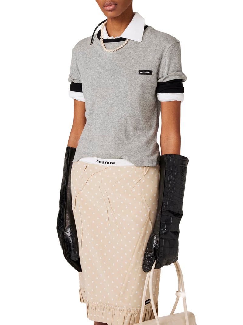 Miu Miu RIBBED JERSEY T-SHIRT Size XS / US 0-2 / IT 36-38 - 2 Thumbnail