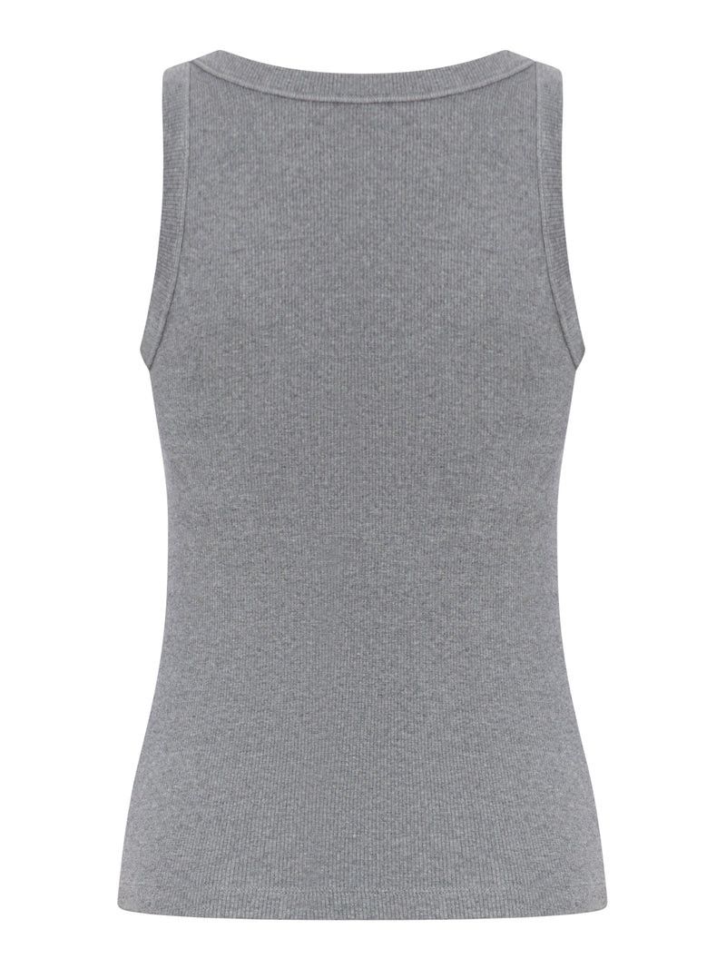 Miu Miu RIBBED TOP IN STRETCH JERSEY WITH LOGO PATCH Size M / US 6-8 / IT 42-44 - 2 Thumbnail