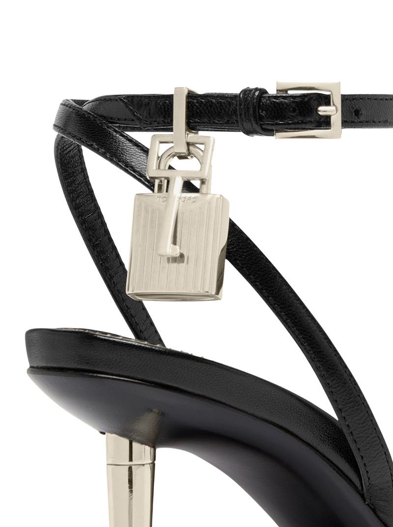 Tom Ford POINTED-TOE SANDAL WITH PADLOCK IN POLISHED LEATHER Size US 7 / IT 37 - 6 Thumbnail