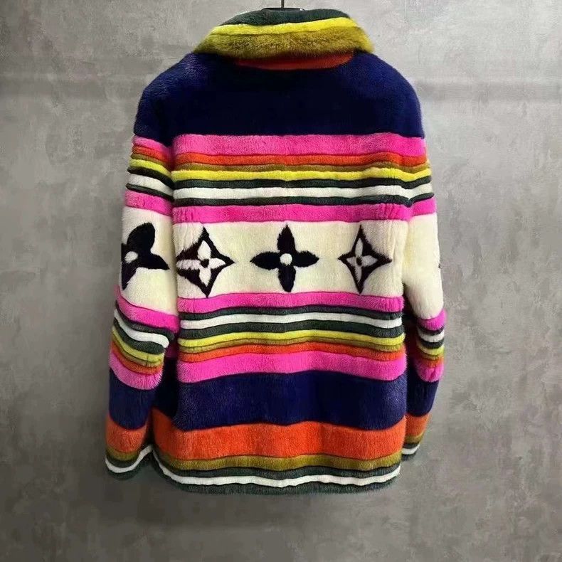 Louis Vuitton Louis Vuitton Multi-Stripe Logo Fur Jacket Size US L / EU 52-54 / 3 - 5 Thumbnail